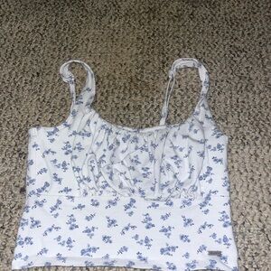 Hollister White and Blue Floral Camisole